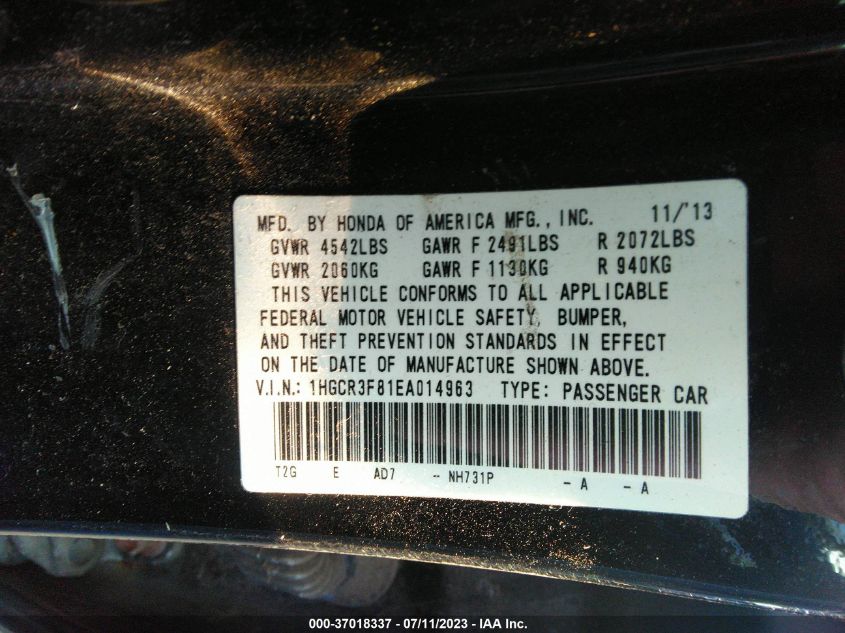 2014 HONDA ACCORD SEDAN EX-L - 1HGCR3F81EA014963