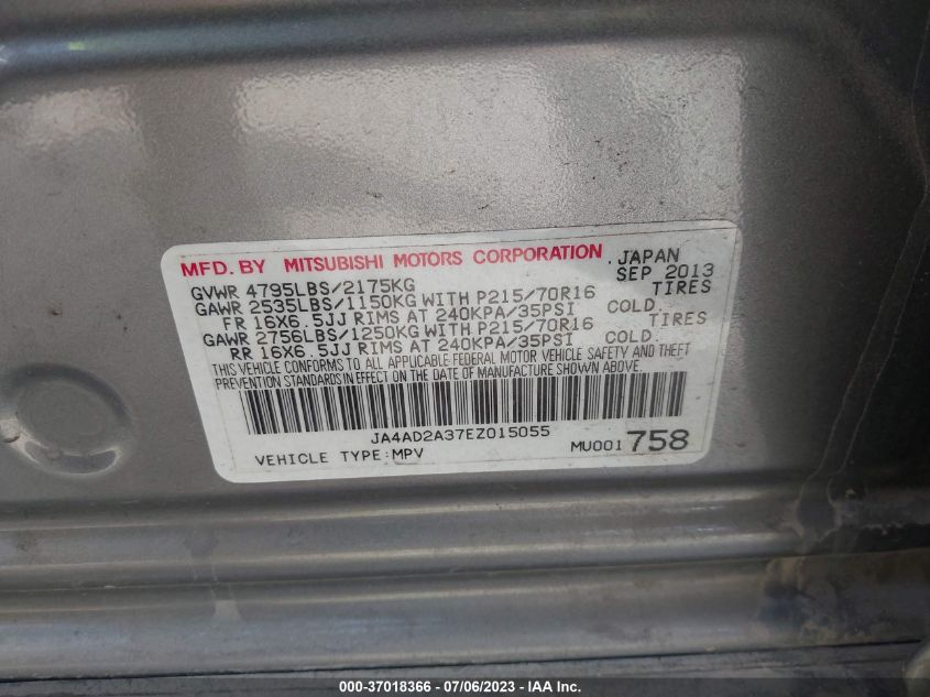 2014 MITSUBISHI OUTLANDER ES - JA4AD2A37EZ015055