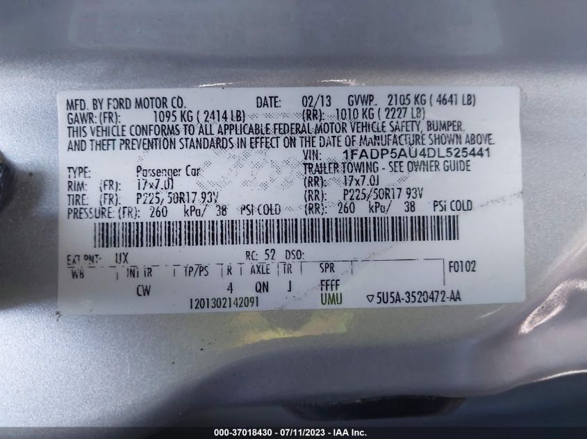 2013 FORD C-MAX HYBRID SE - 1FADP5AU4DL525441