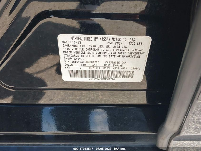 2013 INFINITI G37 SEDAN JOURNEY JN1CV6AP9DM304720