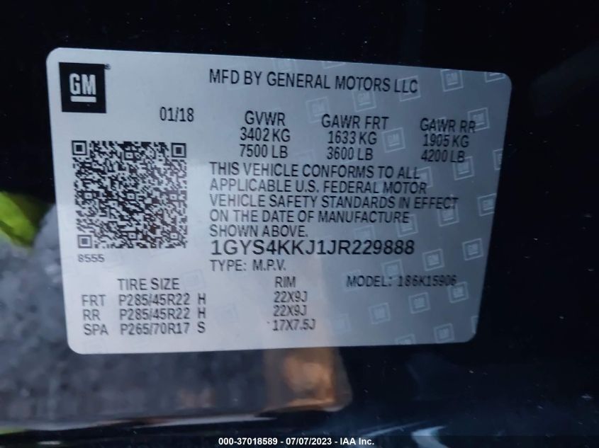 2018 CADILLAC ESCALADE ESV PLATINUM - 1GYS4KKJ1JR229888