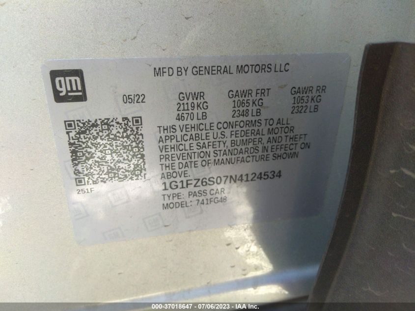 2022 CHEVROLET BOLT EUV PREMIER - 1G1FZ6S07N4124534