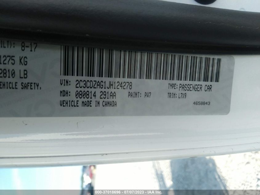 2018 DODGE CHALLENGER SXT - 2C3CDZAG1JH124278