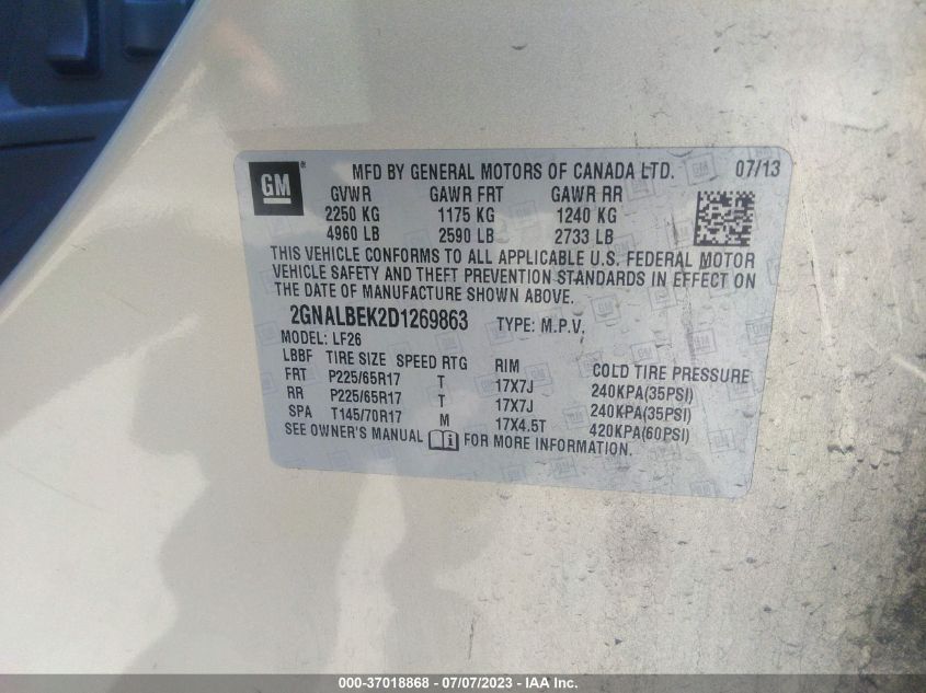 2013 CHEVROLET EQUINOX LS - 2GNALBEK2D1269863