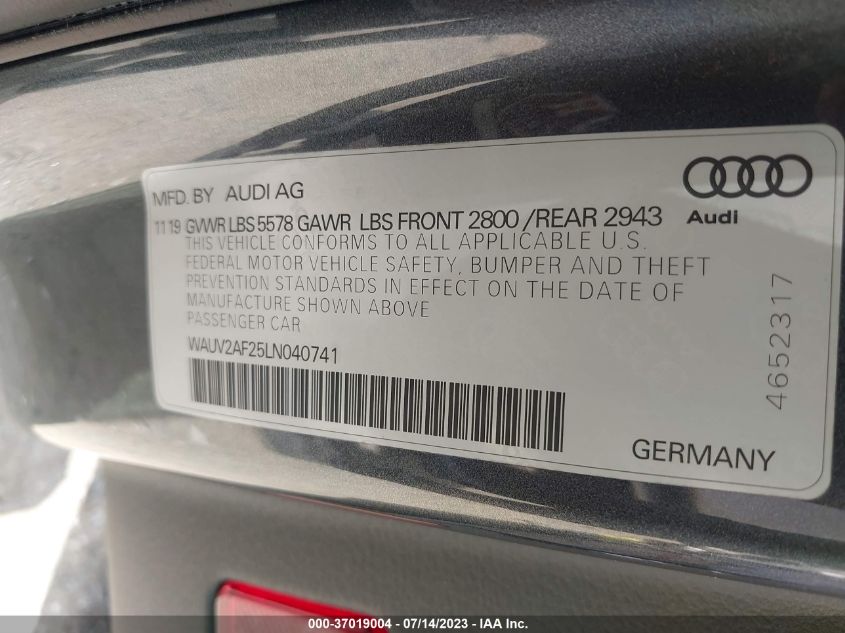 2020 AUDI A7 PRESTIGE - WAUV2AF25LN040741