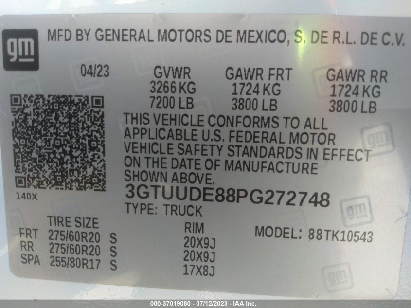 2023 GMC SIERRA 1500 SLT - 3GTUUDE88PG272748