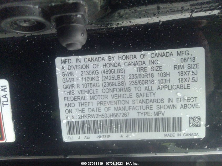 2018 HONDA CR-V EX - 2HKRW2H50JH667267