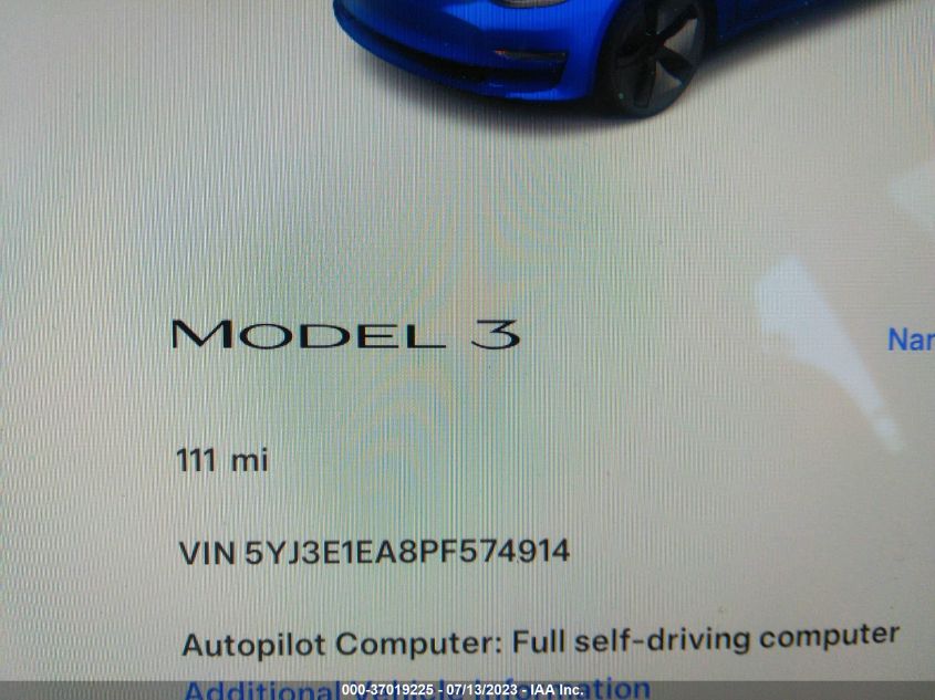 2023 TESLA MODEL 3 - 5YJ3E1EA8PF574914
