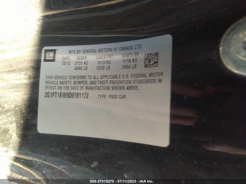 2013 CHEVROLET CAMARO SS - 2G1FT1EW9D9181172