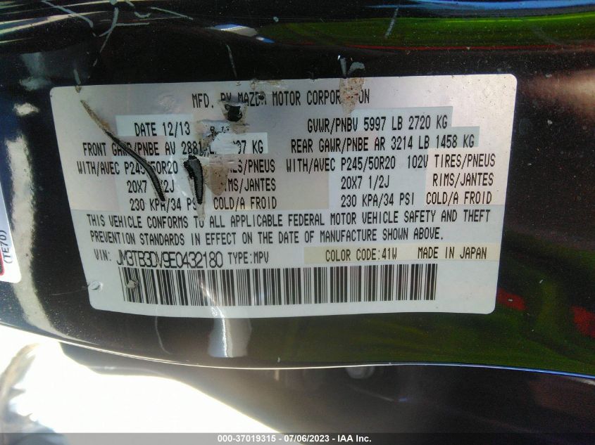 2014 MAZDA CX-9 GRAND TOURING - JM3TB3DV9E0432180