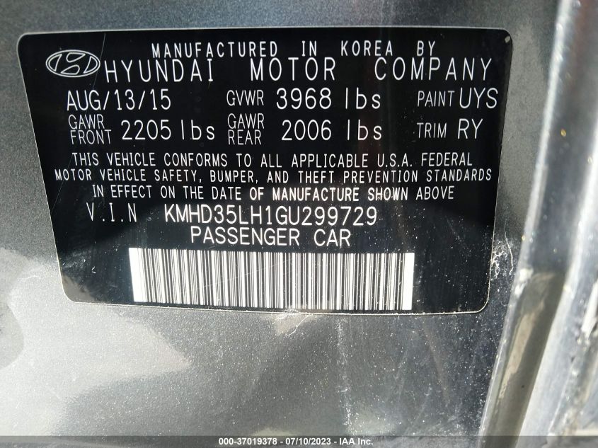 2016 HYUNDAI ELANTRA GT - KMHD35LH1GU299729