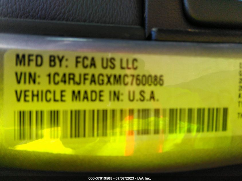 2021 JEEP GRAND CHEROKEE LAREDO X - 1C4RJFAGXMC760086