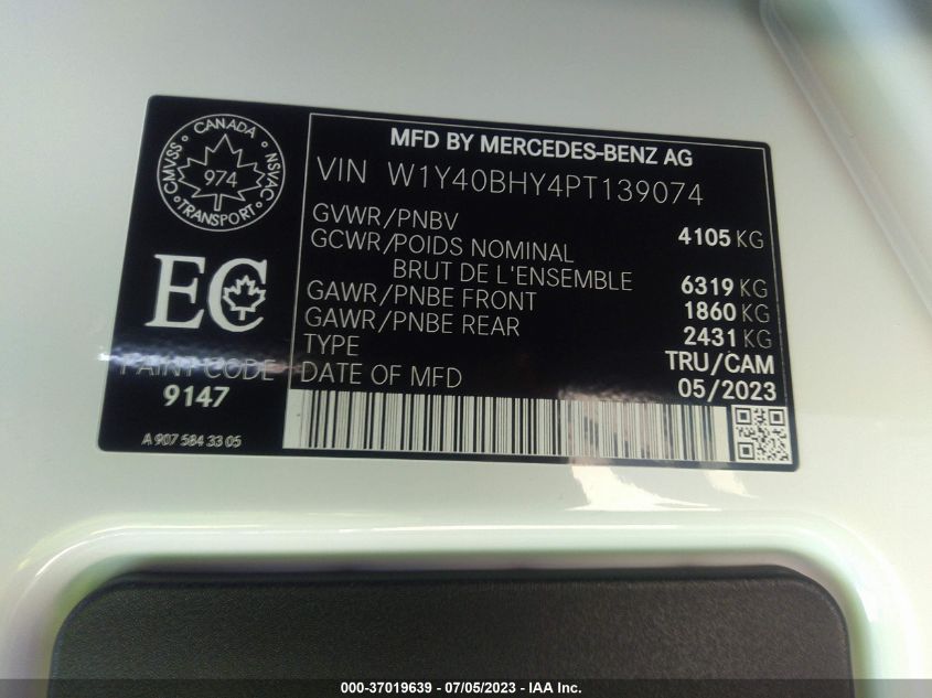 2023 MERCEDES-BENZ SPRINTER CARGO VAN W1Y40BHY4PT139074