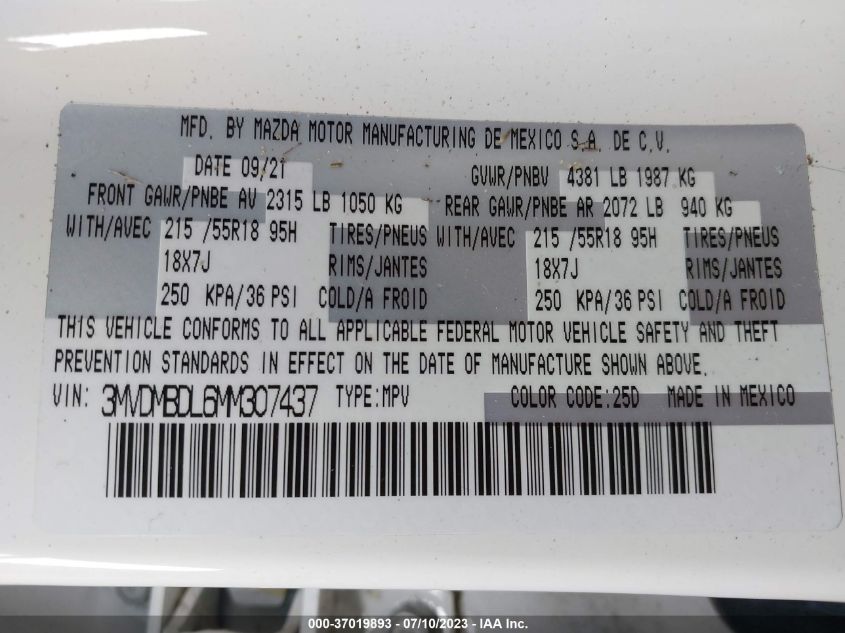 2021 MAZDA CX-30 PREMIUM - 3MVDMBDL6MM307437