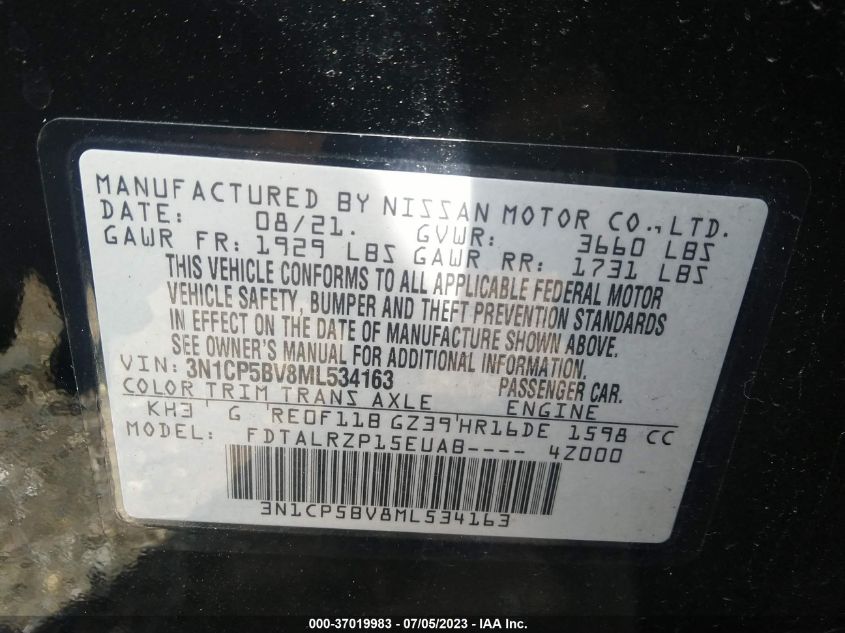 2021 NISSAN KICKS S - 3N1CP5BV8ML534163