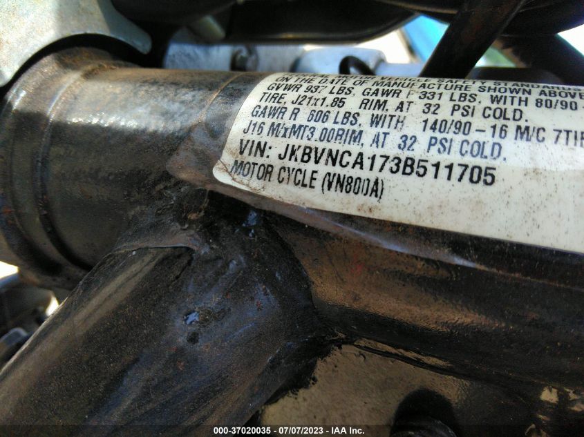 2003 KAWASAKI VN800 JKBVNCA173B511705