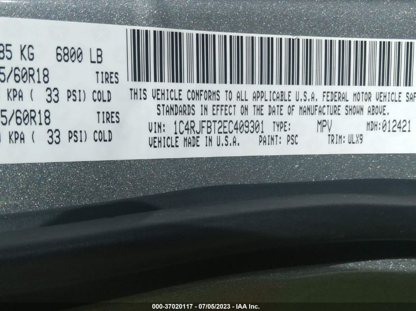 2014 JEEP GRAND CHEROKEE LIMITED - 1C4RJFBT2EC409301