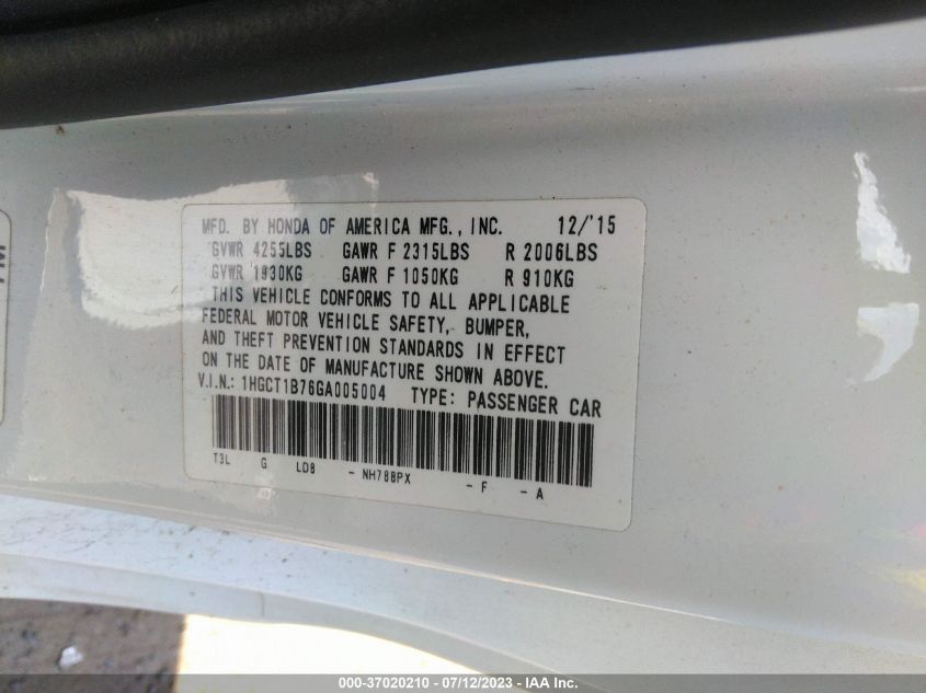 2016 HONDA ACCORD COUPE EX - 1HGCT1B76GA005004