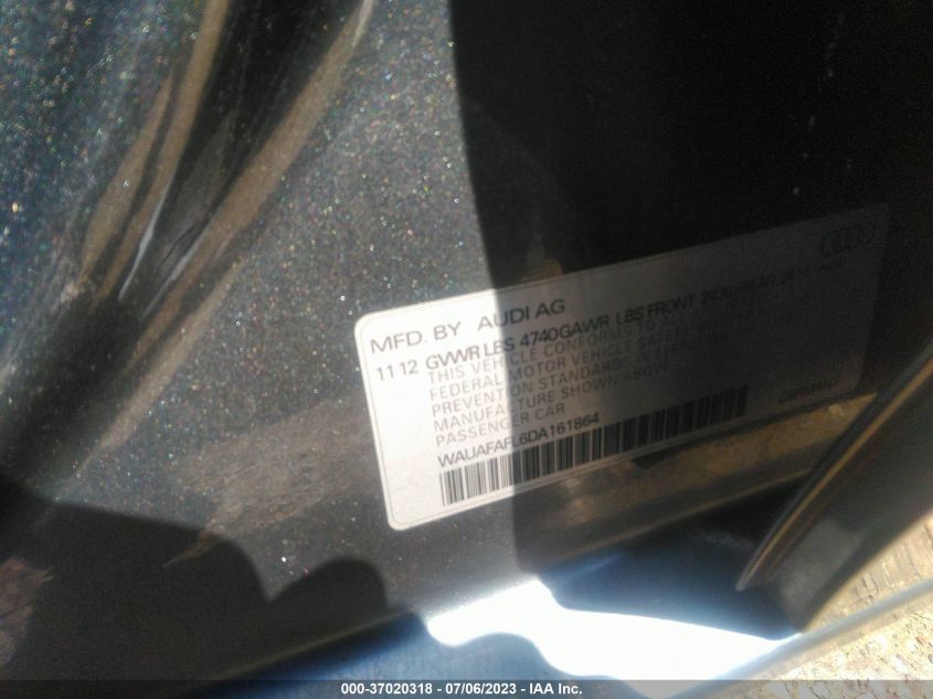 2013 AUDI A4 PREMIUM - WAUAFAFL6DA161864