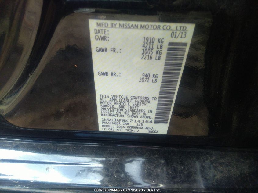 2013 NISSAN ALTIMA 2.5 SL - 1N4AL3AP9DC214164
