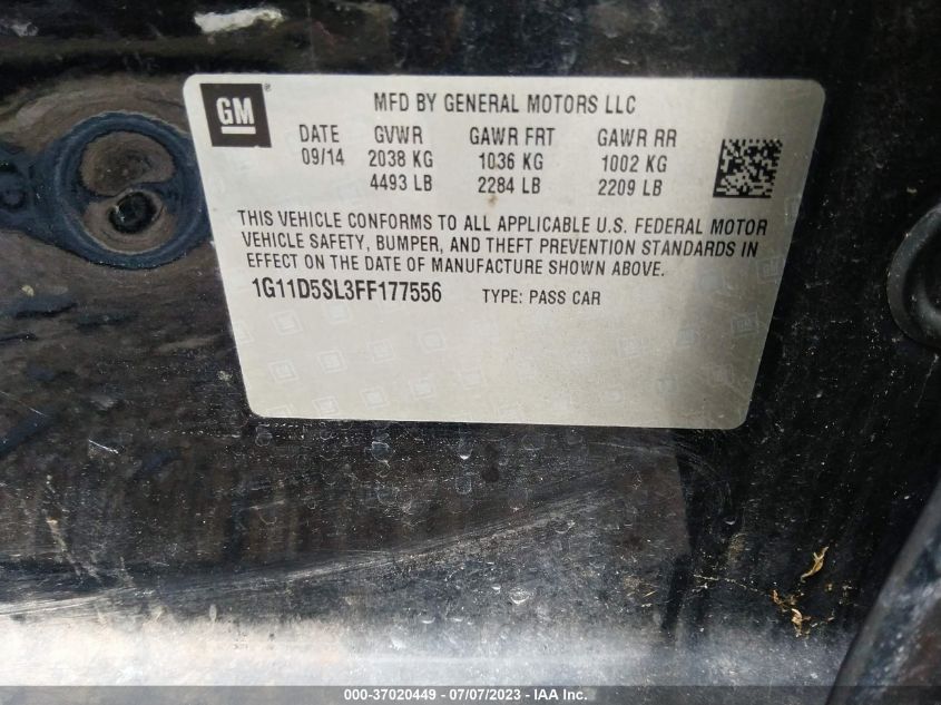 2015 CHEVROLET MALIBU LT - 1G11D5SL3FF177556