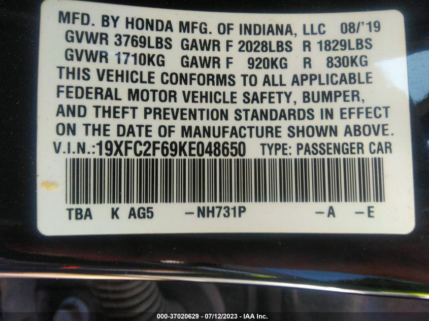 2019 HONDA CIVIC SEDAN LX - 19XFC2F69KE048650
