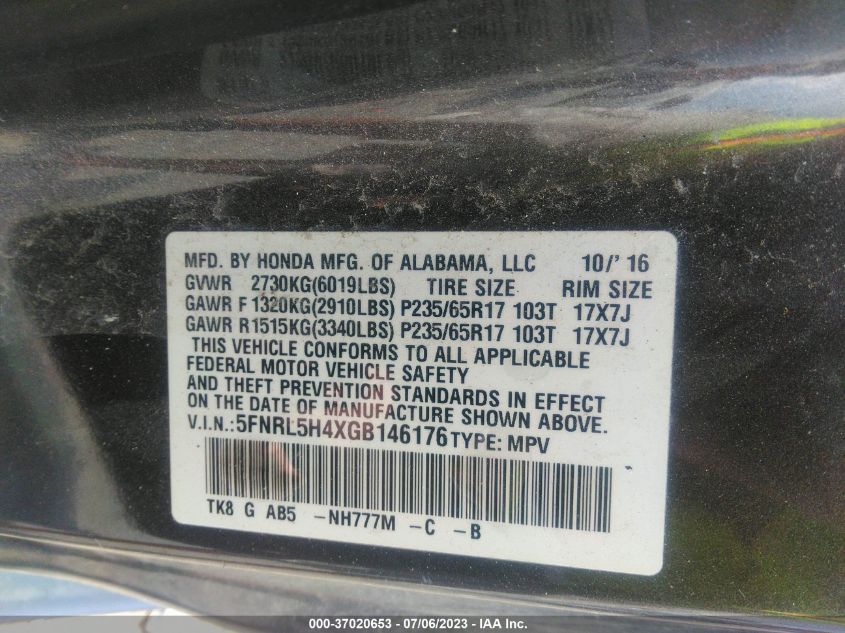 2016 HONDA ODYSSEY EX - 5FNRL5H4XGB146176