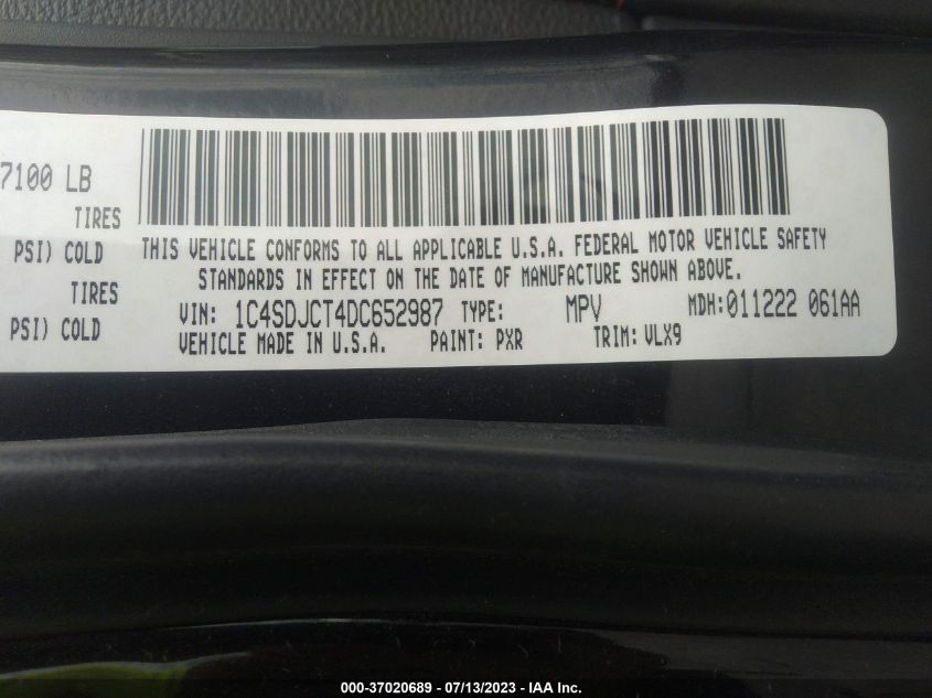 2013 DODGE DURANGO R/T - 1C4SDJCT4DC652987