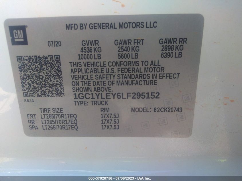 2020 CHEVROLET SILVERADO 2500HD WORK TRUCK - 1GC1YLEY6LF295152