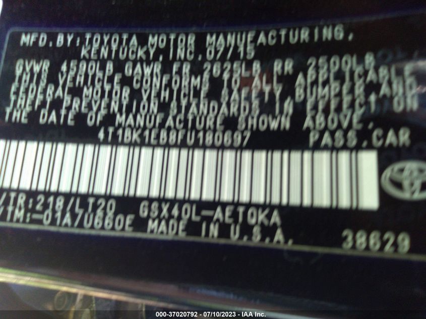 2015 TOYOTA AVALON XLE - 4T1BK1EB8FU180697