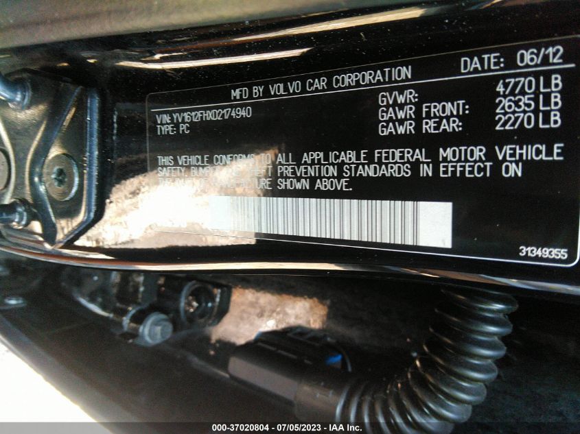 2013 VOLVO S60 T5 - YV1612FHXD2174940