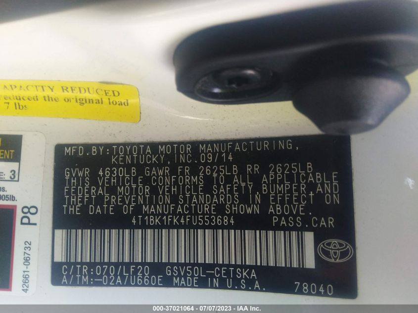 2015 TOYOTA CAMRY XSE/XLE - 4T1BK1FK4FU553684