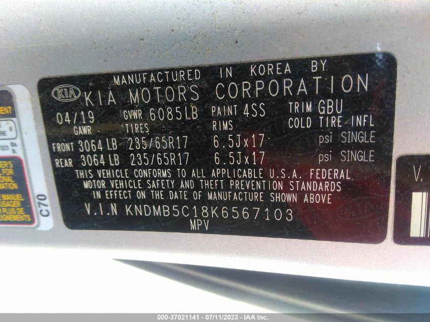 2019 KIA SEDONA LX - KNDMB5C18K6567103