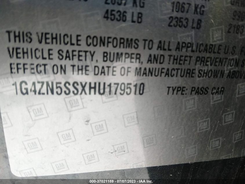 2017 BUICK LACROSSE PREFERRED - 1G4ZN5SSXHU179510