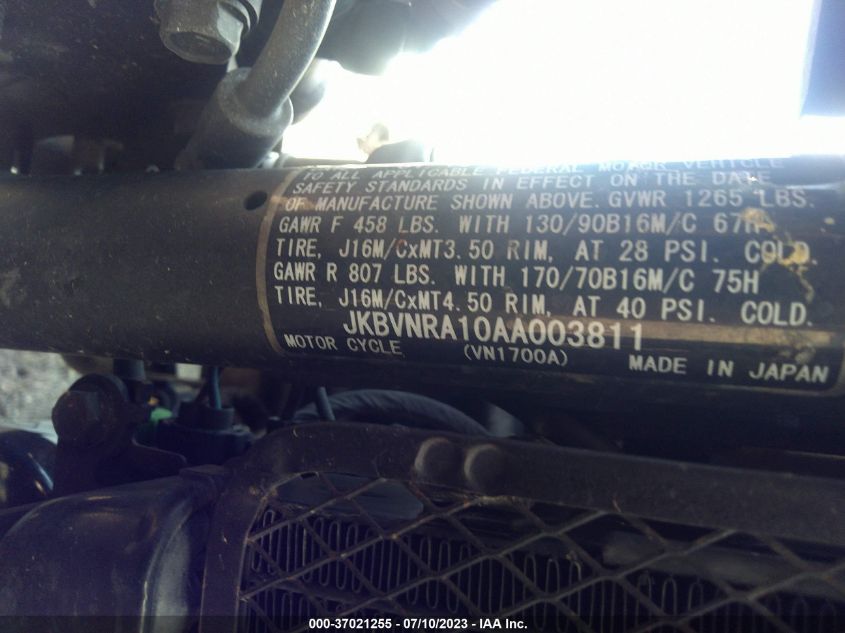 2010 KAWASAKI VN1700 A - JKBVNRA10AA003811
