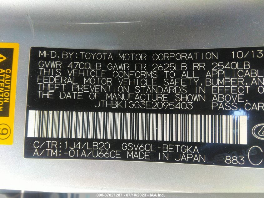 2014 LEXUS ES 350 - JTHBK1GG3E2095403
