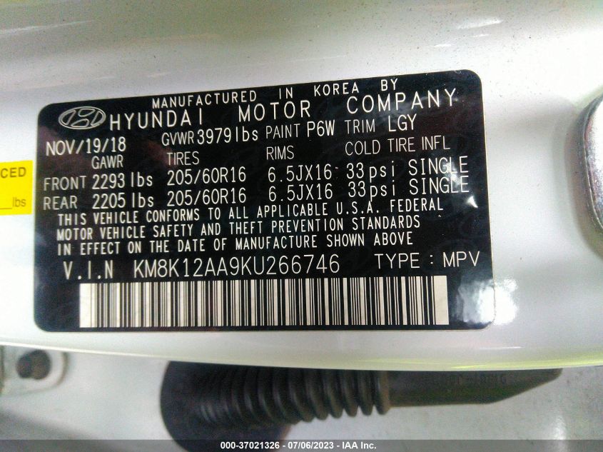 2019 HYUNDAI KONA SE - KM8K12AA9KU266746