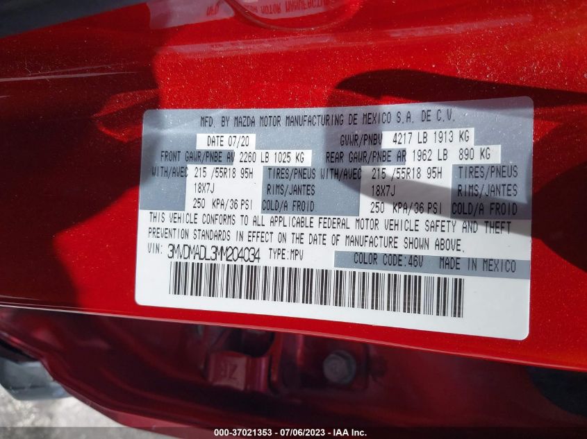 2021 MAZDA CX-30 PREMIUM - 3MVDMADL3MM204034