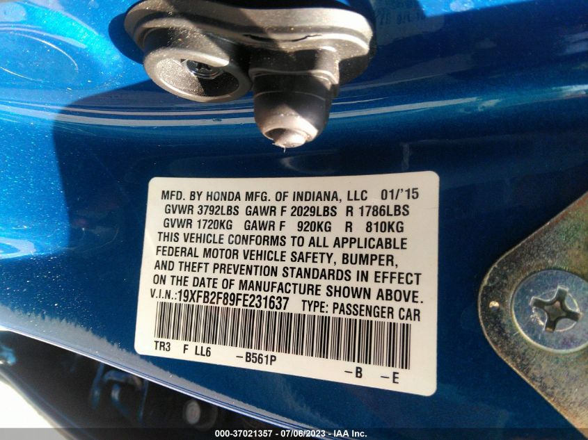 2015 HONDA CIVIC SEDAN EX - 19XFB2F89FE231637