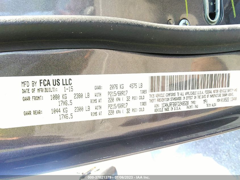 2015 JEEP PATRIOT LATITUDE - 1C4NJRFB6FD248528