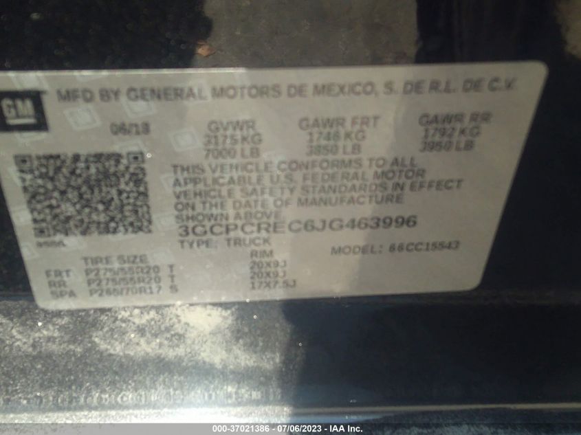 2018 CHEVROLET SILVERADO 1500 LT - 3GCPCREC6JG463996