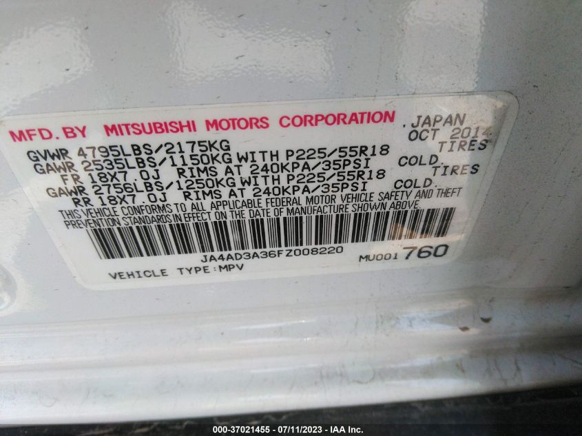 2015 MITSUBISHI OUTLANDER SE - JA4AD3A36FZ008220