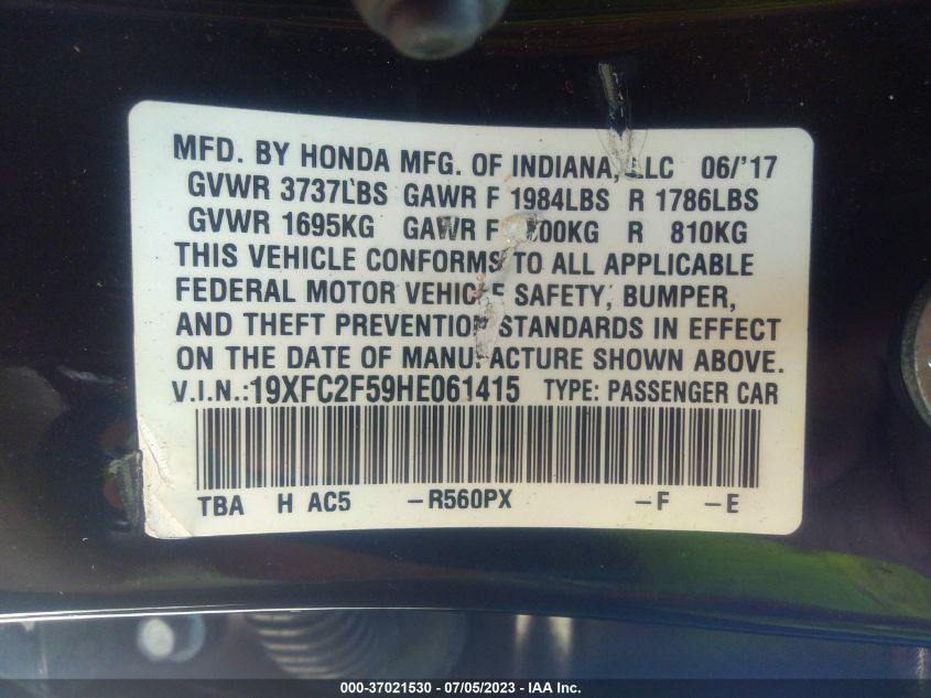 2017 HONDA CIVIC SEDAN LX - 19XFC2F59HE061415