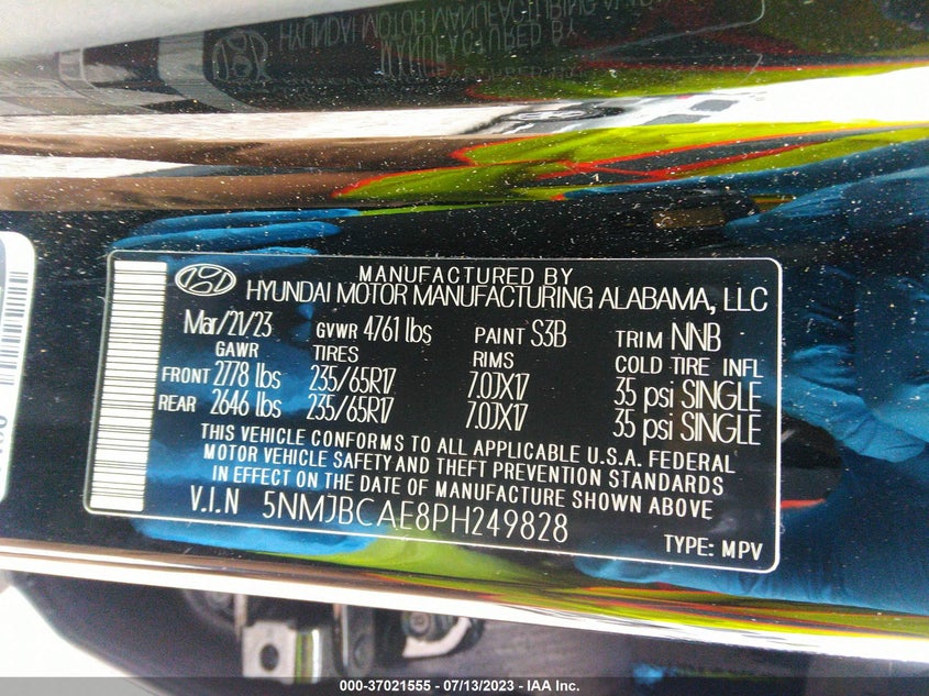 VIN 5NMJBCAE8PH249828 2023 HYUNDAI TUCSON SEL