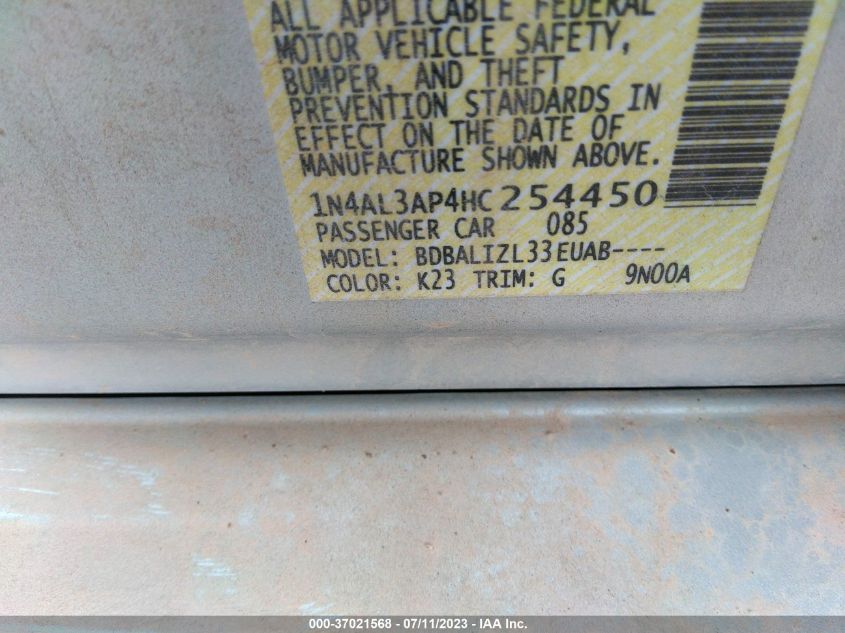 2017 NISSAN ALTIMA 2.5 SV - 1N4AL3AP4HC254450