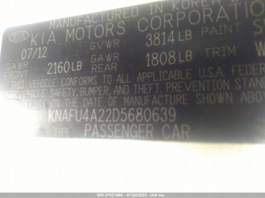 2013 KIA FORTE EX - KNAFU4A22D5680639
