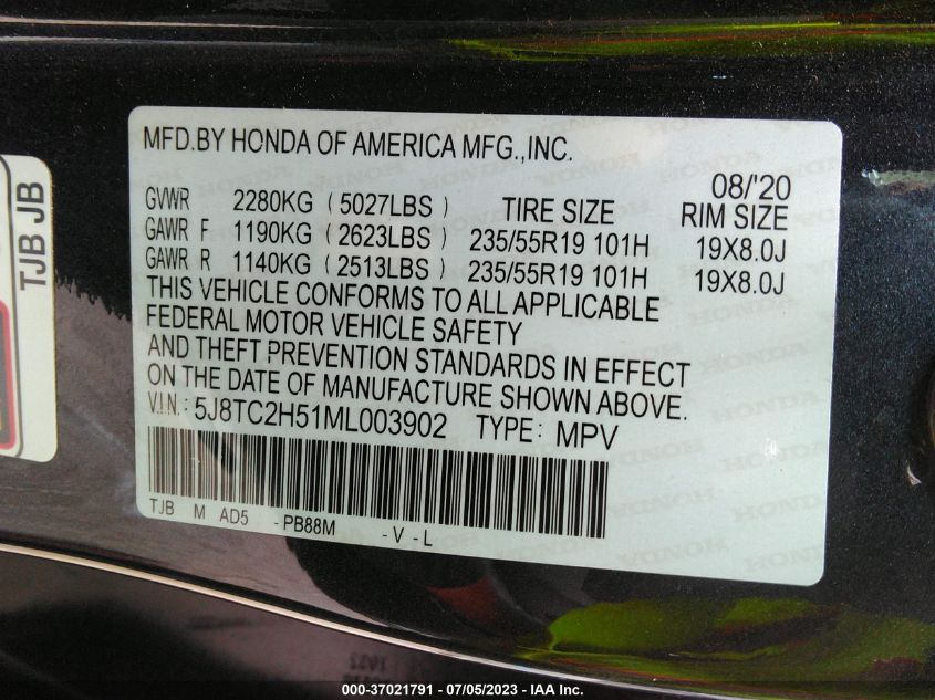 2021 ACURA RDX W/TECHNOLOGY PACKAGE - 5J8TC2H51ML003902