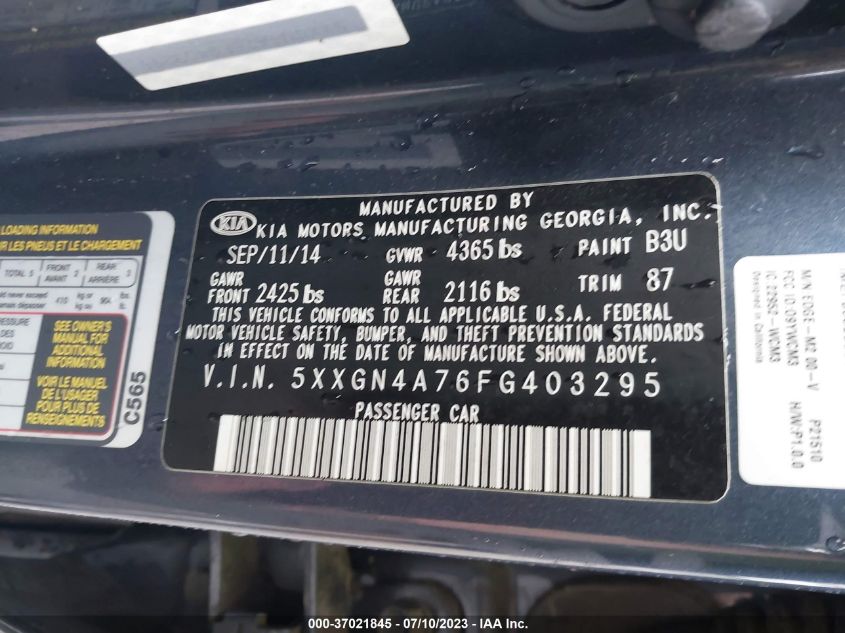 2015 KIA OPTIMA EX - 5XXGN4A76FG403295