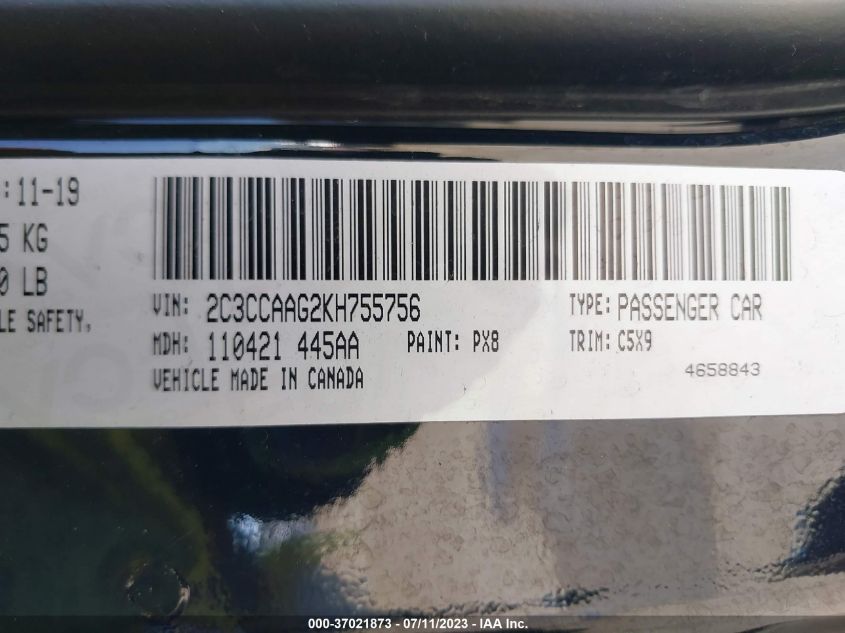 2019 CHRYSLER 300 TOURING - 2C3CCAAG2KH755756