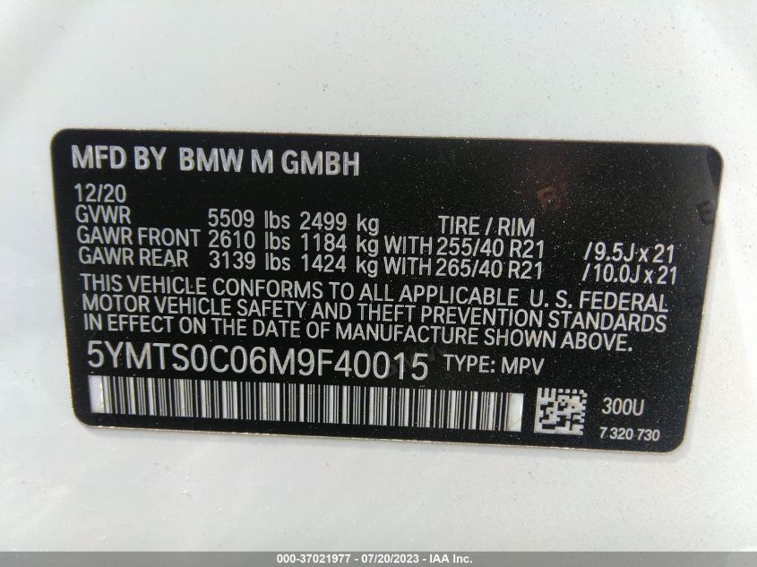 2021 BMW X3 M 5YMTS0C06M9F40015